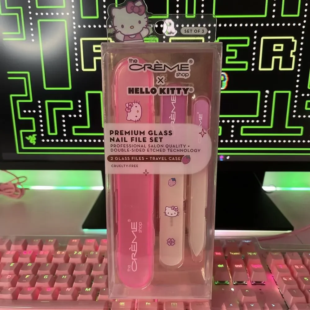 The Creme Shop Hello Kitty Glass Nail Files & Case Set 2 Pink Premium Sanrio